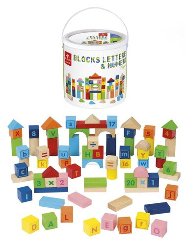 LEGNO 053858 BLOCKS LETTERE E NUMERI 75PZ.