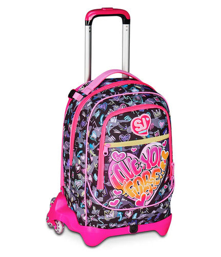 SCUOLA 20C202503-3D9 ZAINO TROLLEY JACK-3WD+ SJ GANG GAME-LED GIRL