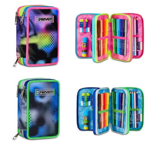 SCUOLA 300102573-000 ASTUCCIO 3 ZIP SEVEN WRITE DOWN - 2 VARIANTI