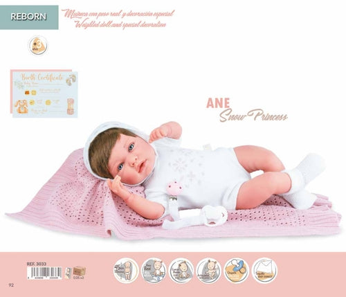 3033 BAMBOLA REBORN ANE SNOW PRINCESS 45CM