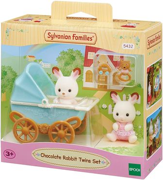 SYLVANIAN FAMILIES 5432 Gemelli Coniglio Cioccolato e carrozzina