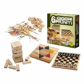 GIOCO DI SOCIETA' 6037248 CLASSICI 6 GIOCHI RIUNITI IN LEGNO