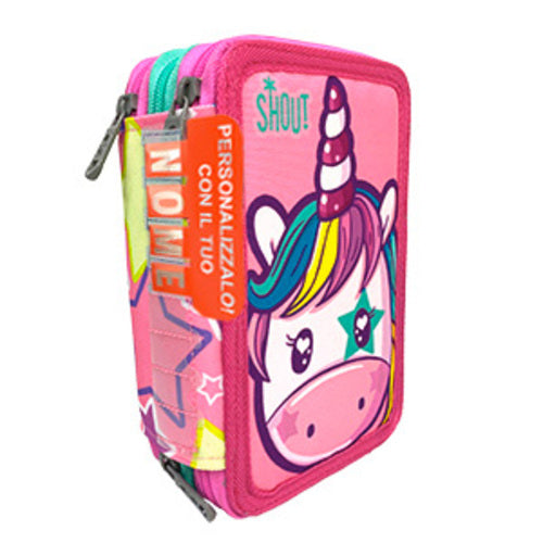 SCUOLA 75624 ASTUCCIO 3 ZIP SHOUT UNICORNO