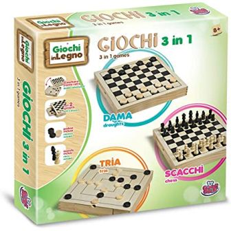 LEGNO GG95001 DAMA + SCACCHI IN LEGNO 30X30