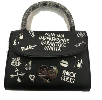 TEMPO LIBERO MAD00983-01 Mini tracolla Graffiti Imperfezione Black Minipà