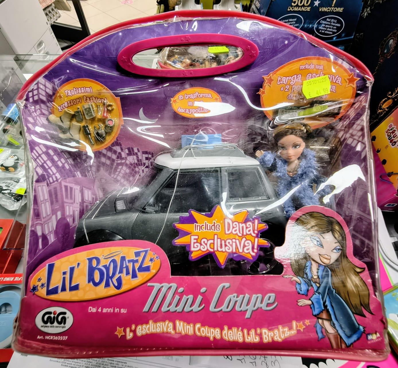 VINTAGEN Lil Bratz Mini coupè 2004 con accessori e bambola Dana esclusiva Gig MGA