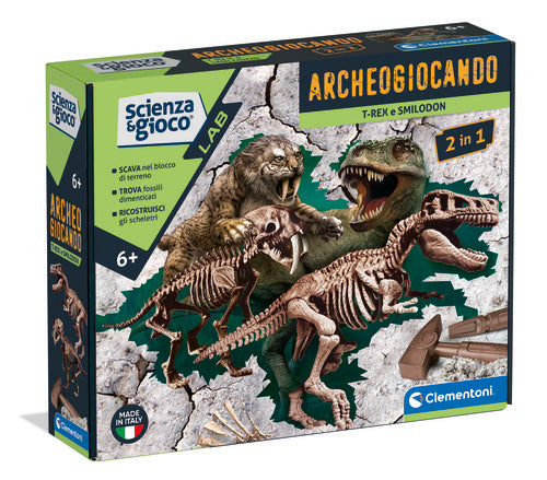 SCIENZA 19394 ARCHEOGIOCANDO - T-REX E SMILODON 2IN1