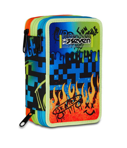 SCUOLA 300102550-535 ASTUCCIO 3 ZIP SEVEN SCRIBBLED FLAME