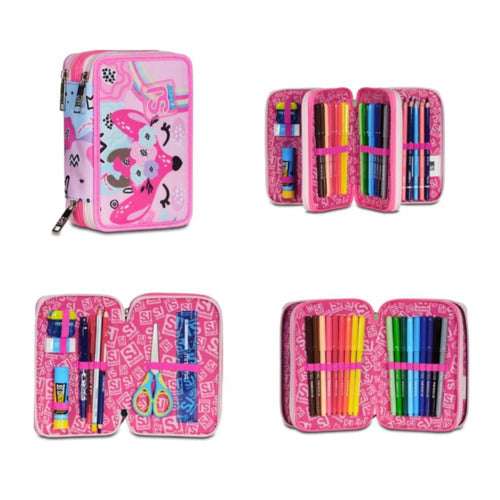 SCUOLA 30C202483-3C9 ASTUCCIO 3 ZIP SJ GANG PINKHUGS