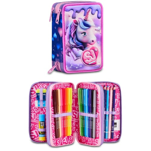 SCUOLA 30C202604-376 ASTUCCIO 3 ZIP 3D SJ GANG PIXIE UNICORN