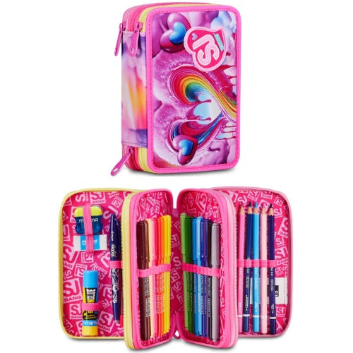 SCUOLA 30C202622-382 ASTUCCIO 3 ZIP SJ GANG JOYFUL PINS GIRL