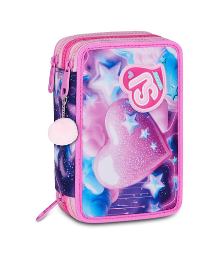 SCUOLA 30C202643-379 ASTUCCIO 3 ZIP SJ GANG FLUFFY PINK GIRL