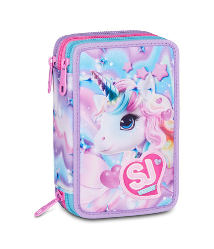 SCUOLA 30C202654-3E2 ASTUCCIO 3 ZIP SJ GANG GLOW LED UNICORN GIRL