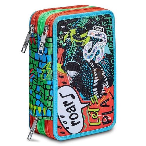 SCUOLA 3C2012154_519 ASTUCCIO 3 ZIP COLOR SJ GANG ANIMALI DA SJ BOY