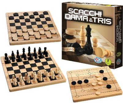 GIOCO DI SOCIETA' 6037172 DAMA SCACCHI TRIS IN LEGNO