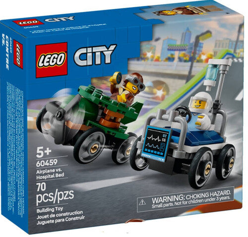 Lego City 60459 pack veicoli da corsa: aereo contro letto d'ospedale