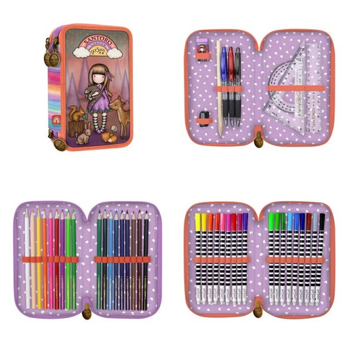 SCUOLA 607GJ25 ASTUCCIO 3 ZIP BE KIND TO ALL CREATURES GORJUSS