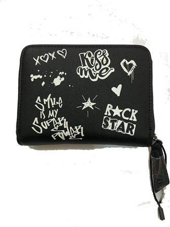TEMPO LIBERO MAE00984-01 Portafogli Graffiti Imperfezione Black Minipà