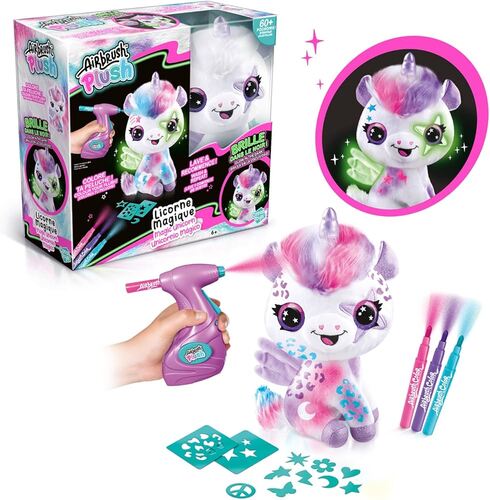 OFG274 AIRBRUSH PLUSH MAGIC UNICORN 32X30X11CM