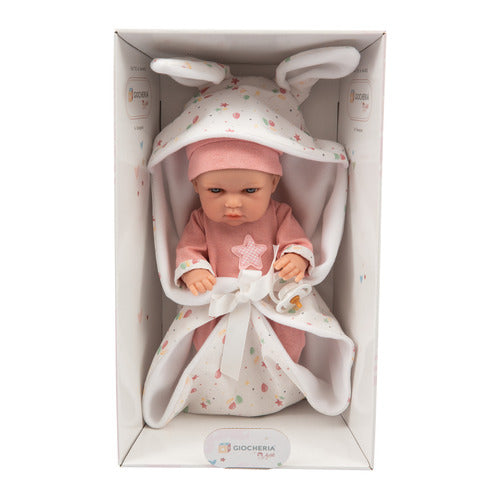 POS200066 BEBE' 33CM COPERTA C/ORECC.ROSA 60287