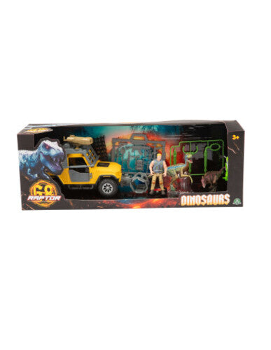 RAF06000 PLAYSET 2 DINO + VEICOLO E PERSONAGGIO